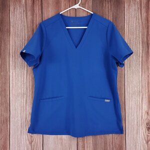 *FLAW* Figs Womens Size Large Casma Three Pocket Scrub Top Blue FW1100 PO 1657